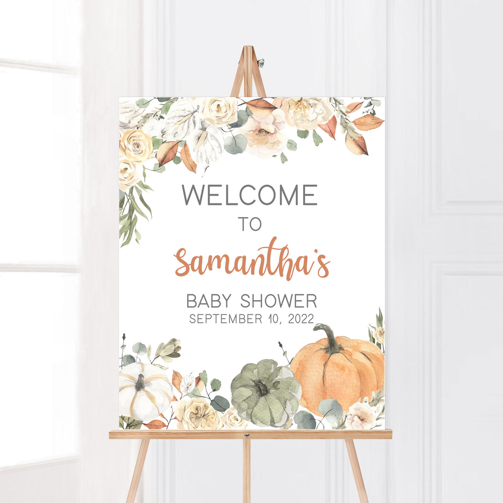 Little Pumpkin Baby Shower Welcome Sign