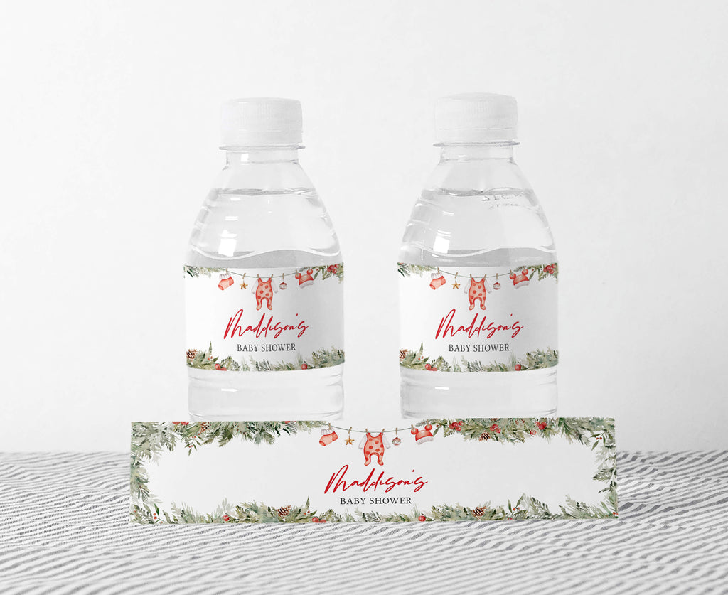 Merry Little Christmas Baby Shower Bottle Label