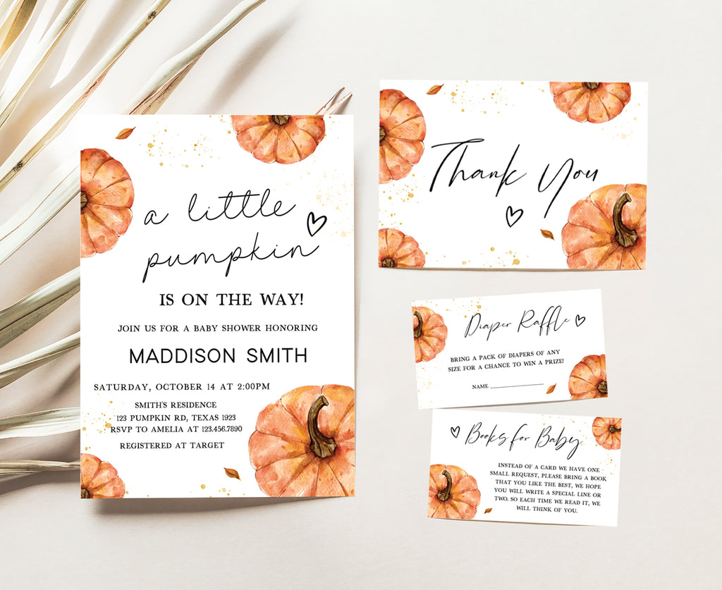 Little Pumpkin Baby Shower Invitation Set