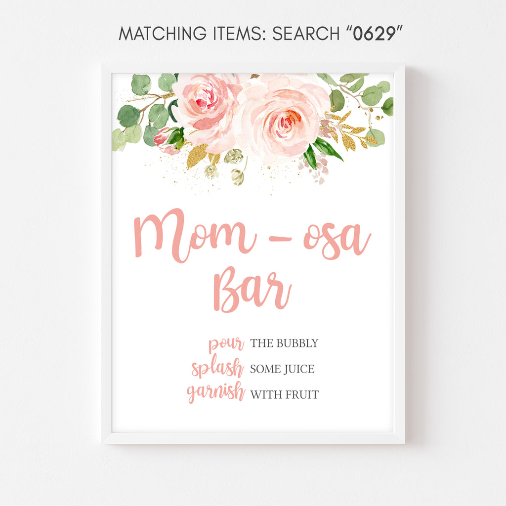 It's a Girl Blush Pink Floral Baby Shower Mom Osa Bar Sign