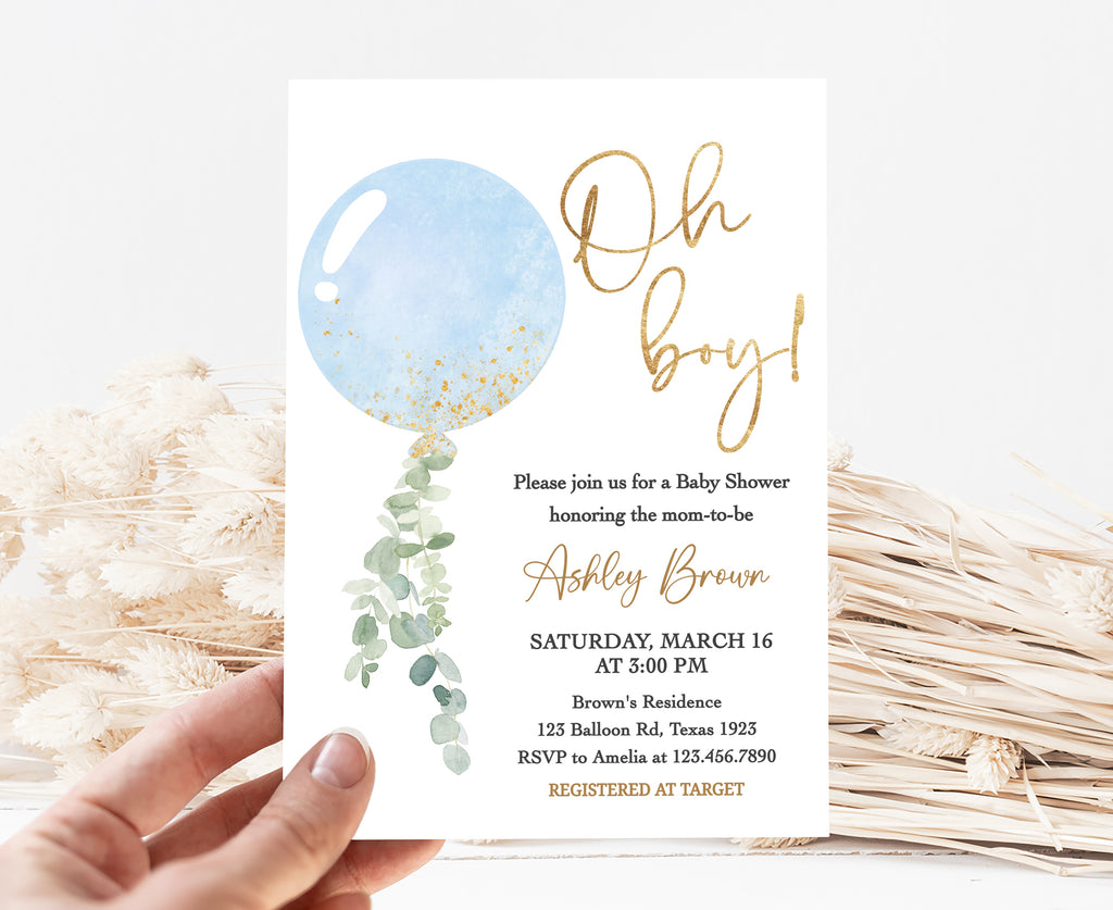 Oh Boy Baby Shower Invitation