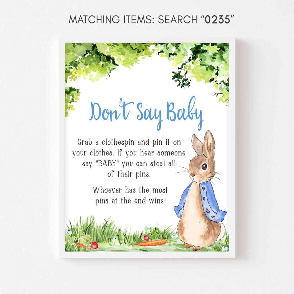 Peter Rabbit Baby Shower Don't Say Baby Sign