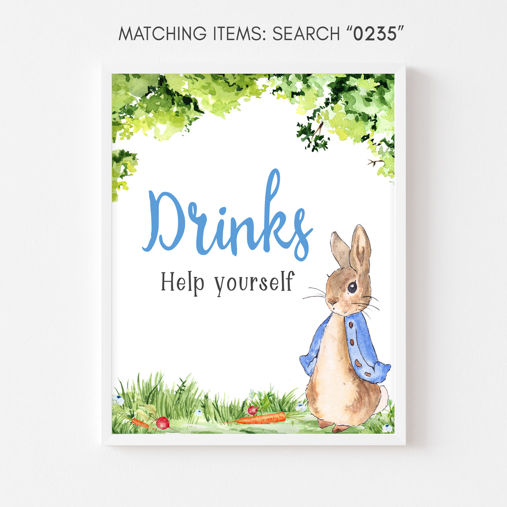 Peter Rabbit Baby Shower Drinks Sign