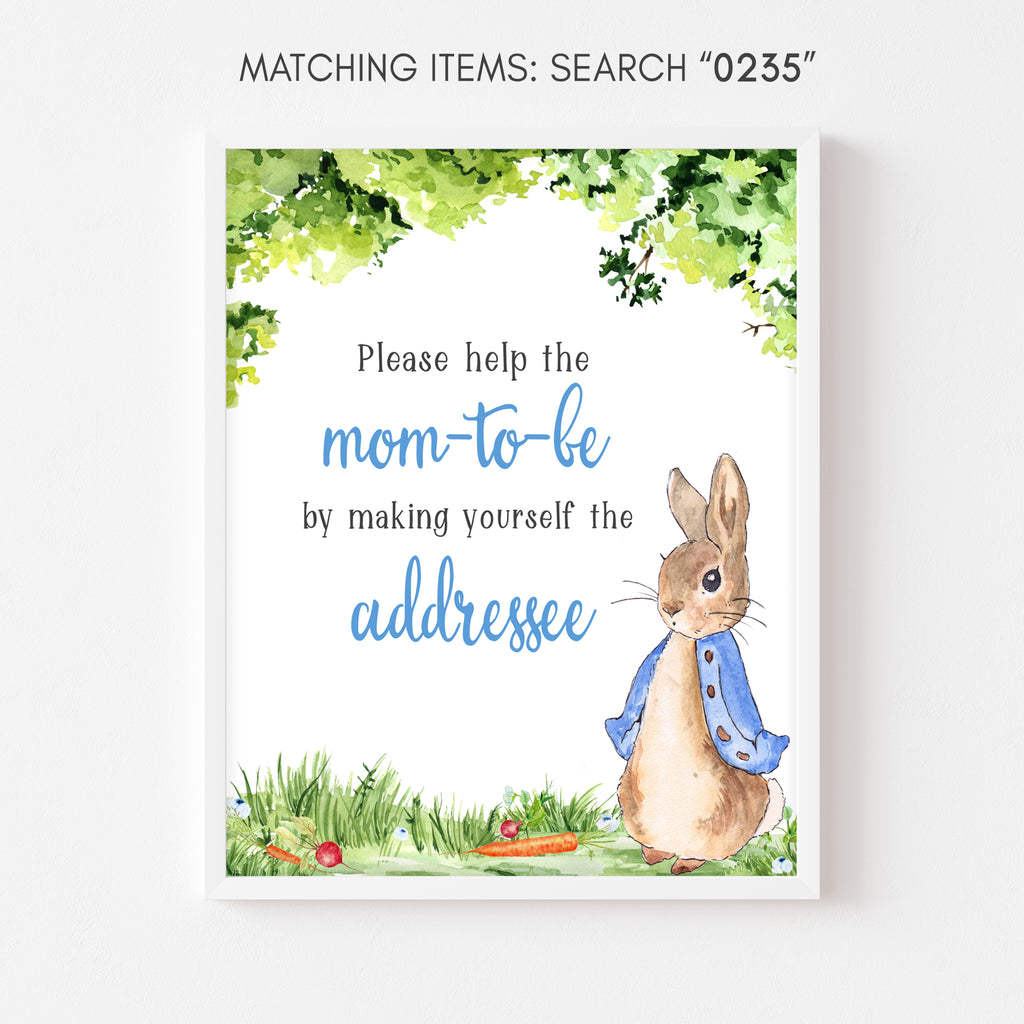 Peter Rabbit Baby Shower Envelope Station Sign