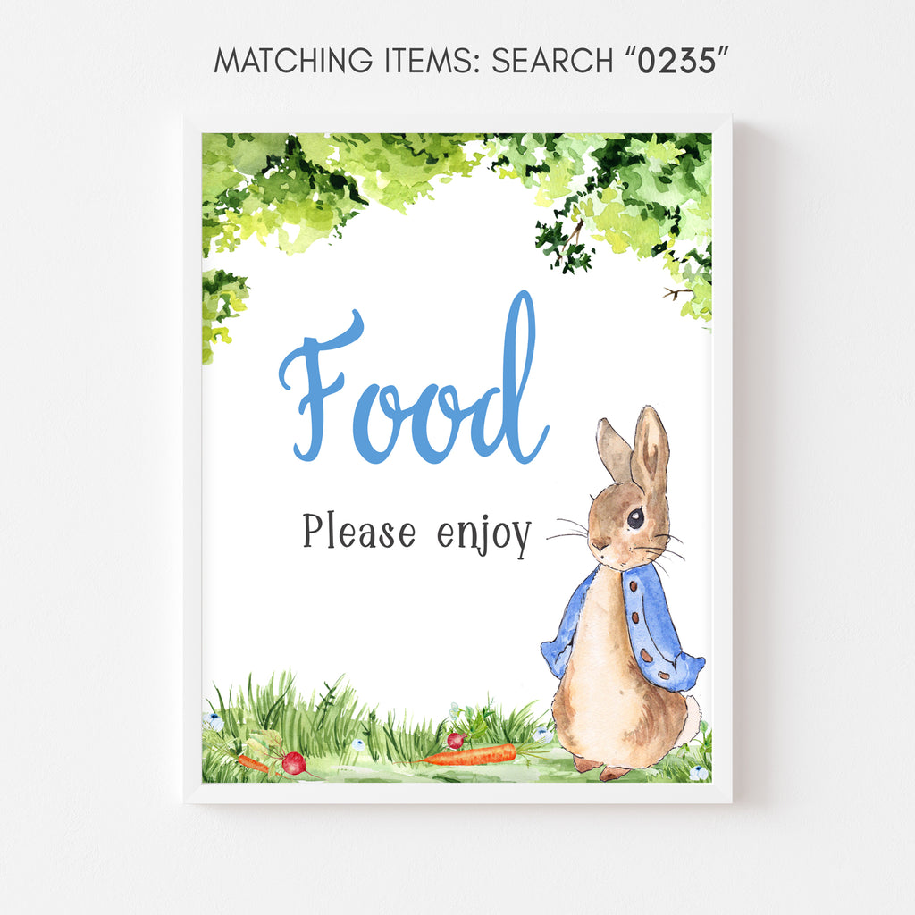 Peter Rabbit Baby Shower Food Sign