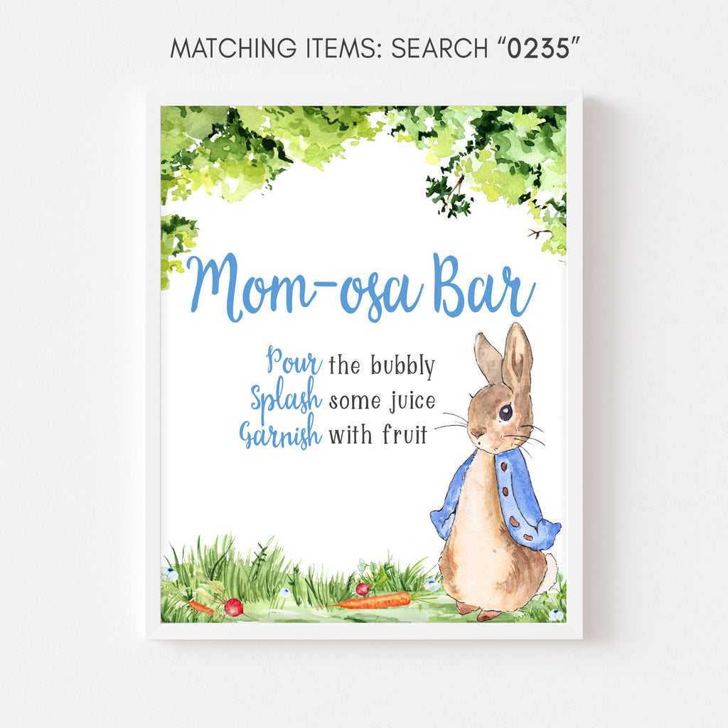 Peter Rabbit Baby Shower Mom Osa Bar Sign