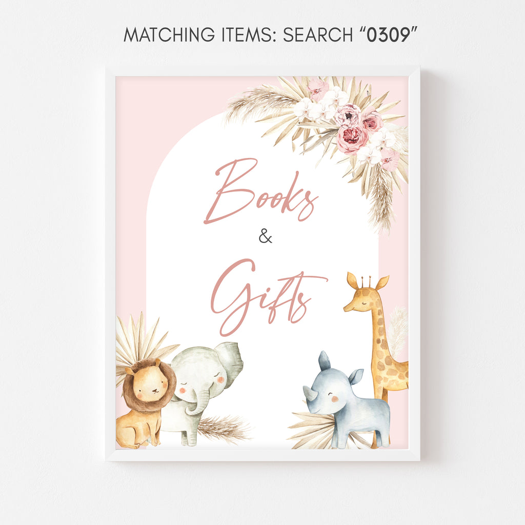 Boho Safari Baby Shower Books and Gifts Sign