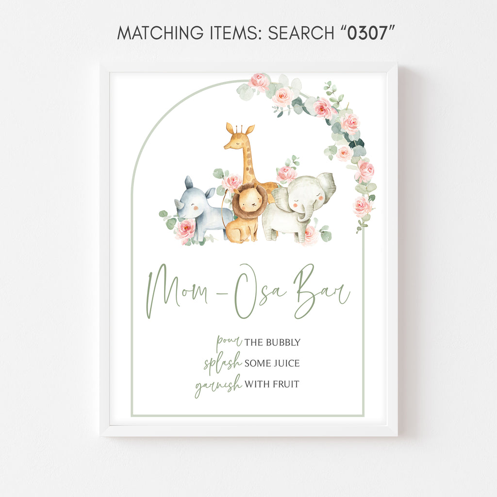 Floral Safari Baby Shower Mom Osa Bar Sign