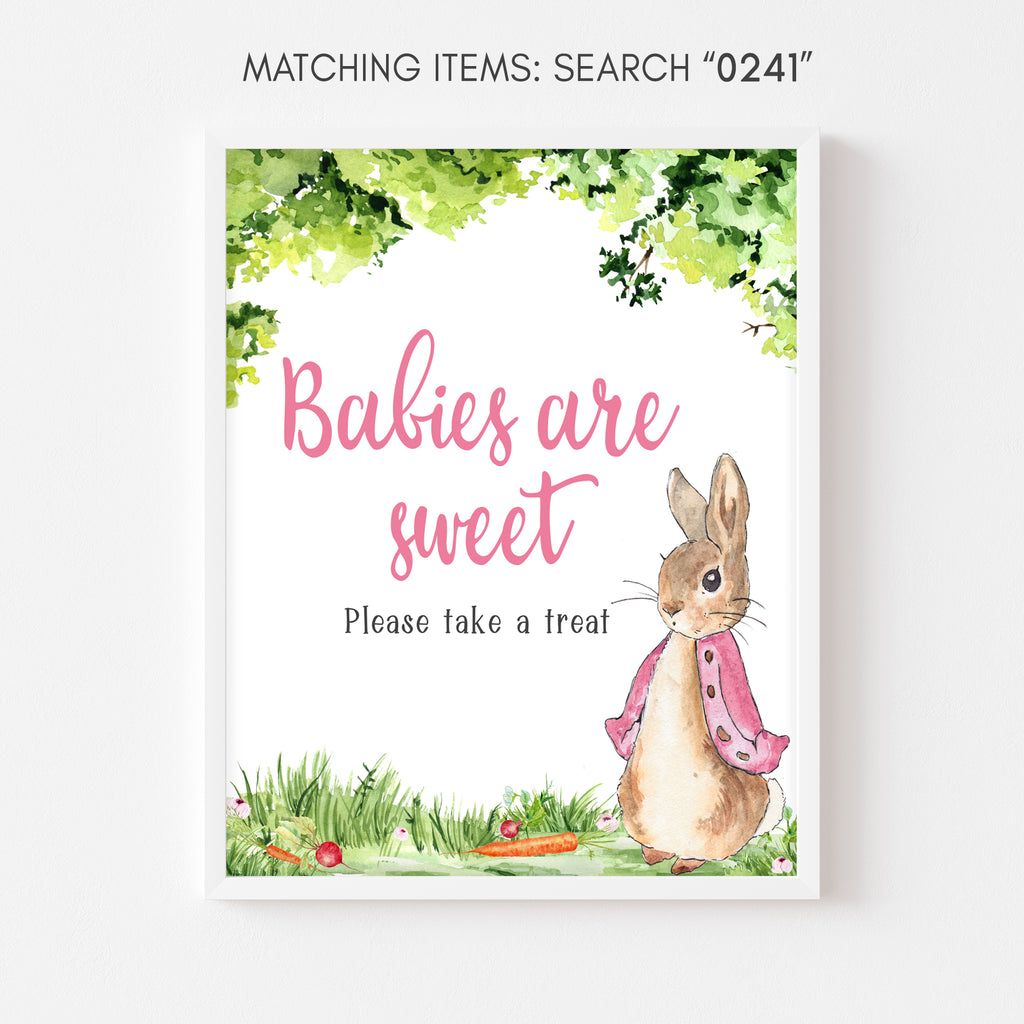 Pink Peter Rabbit Baby Shower Babies are Sweet Sign