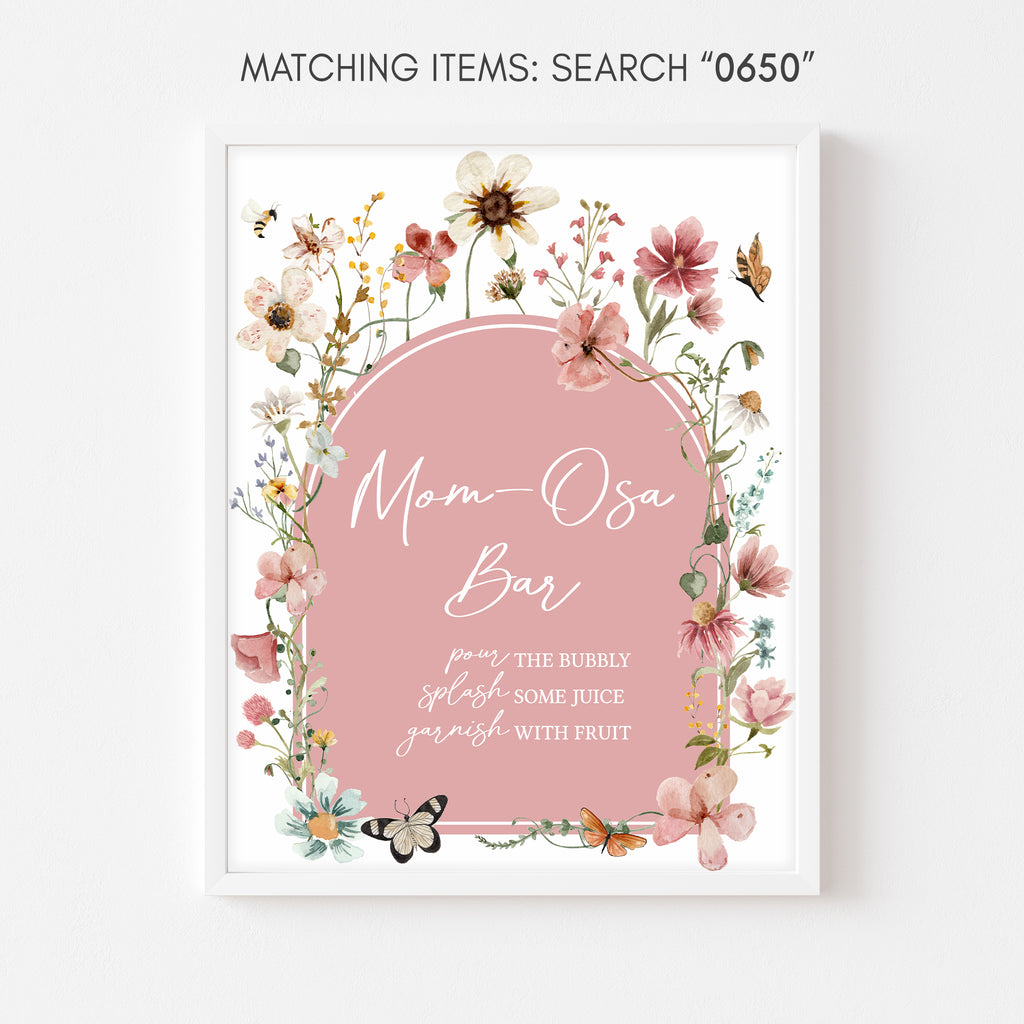 Pink Baby in Bloom Baby Shower Mom Osa Bar Sign