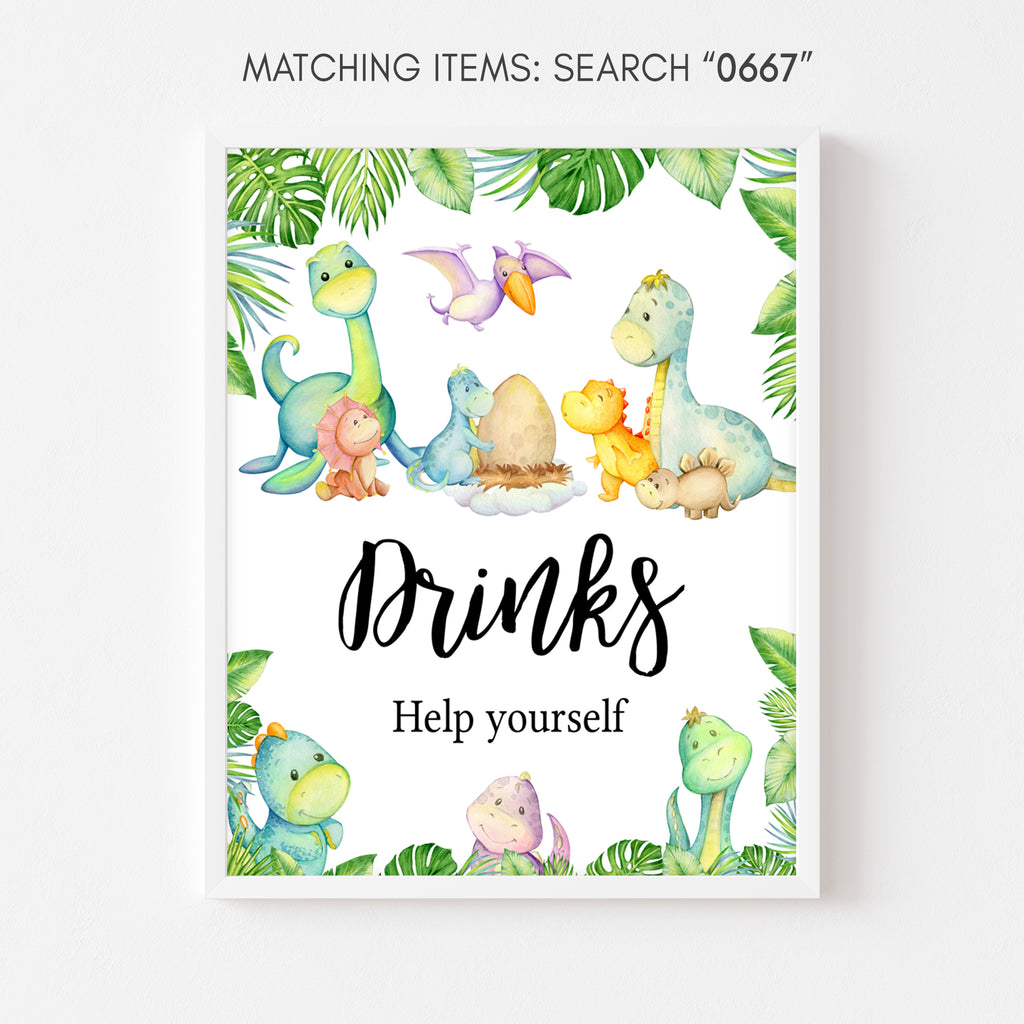 Dinosaur Baby Shower Drinks Sign