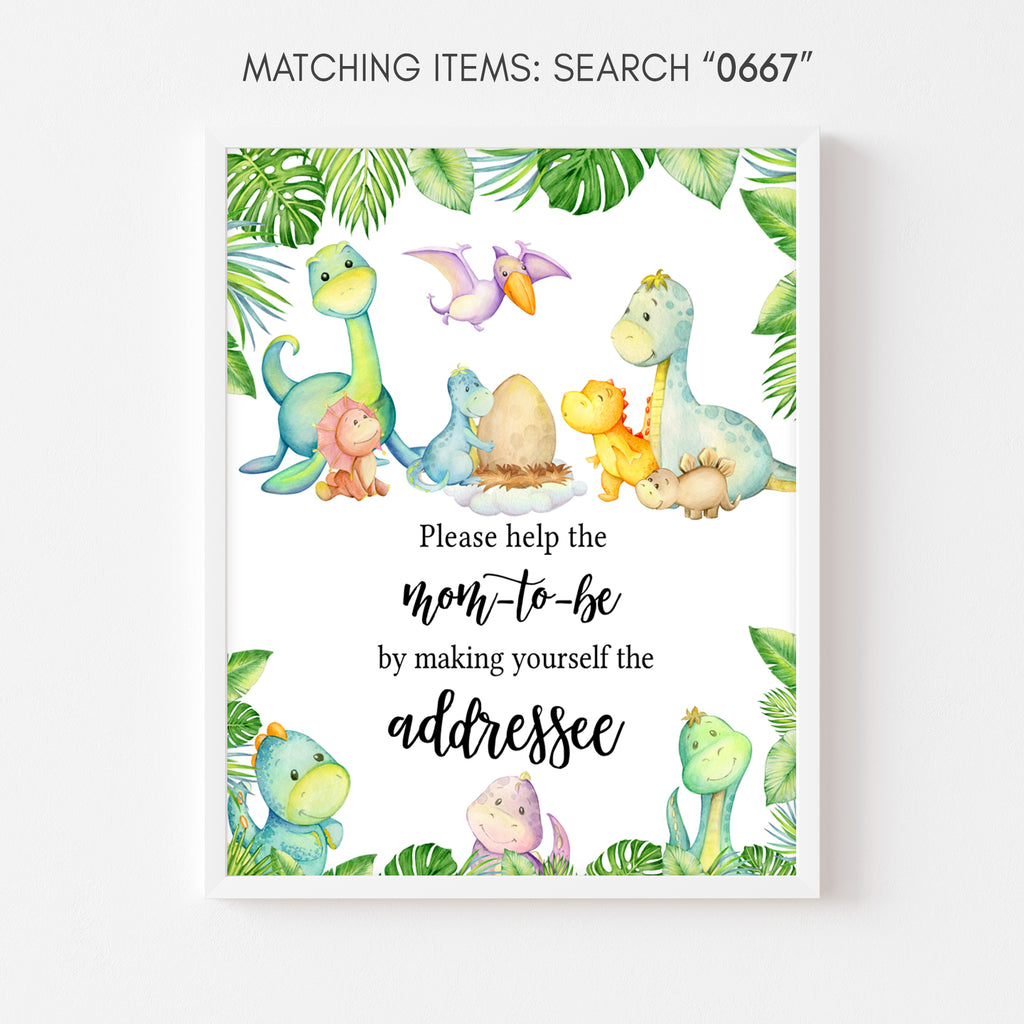 Dinosaur Baby Shower Envelope Station Sign