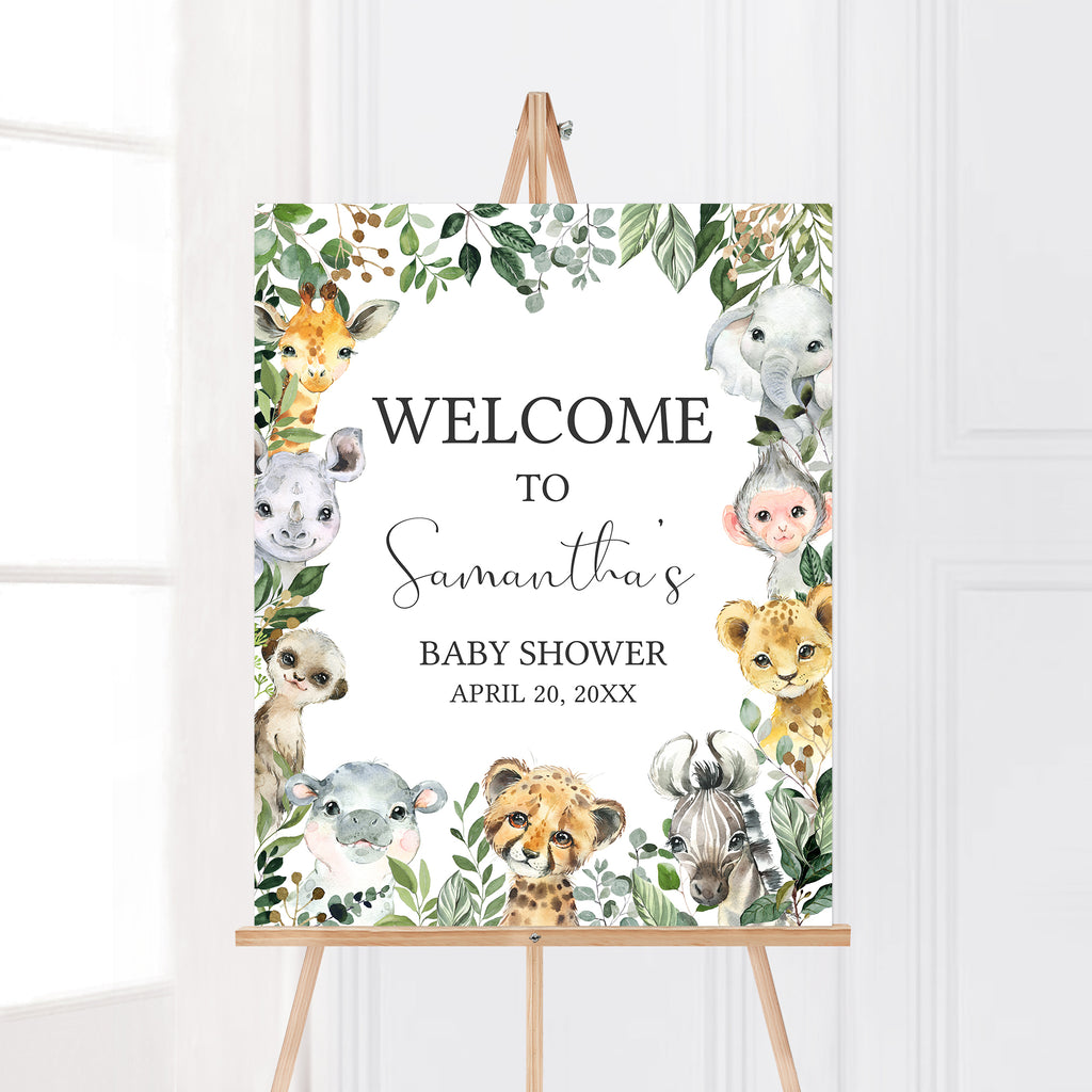 Safari Animals Baby Shower Welcome Sign