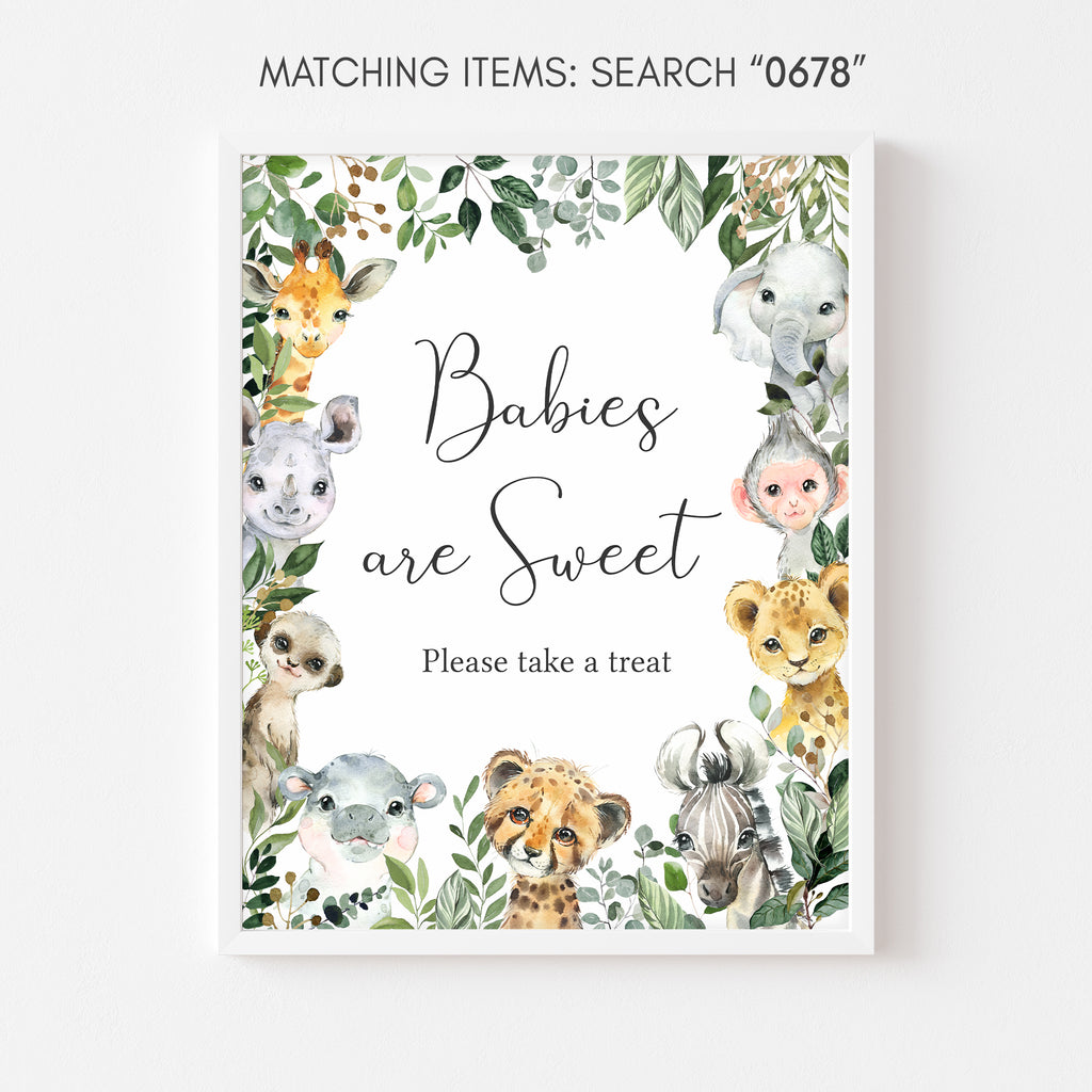 Safari Animals Baby Shower Babies are Sweet Sign
