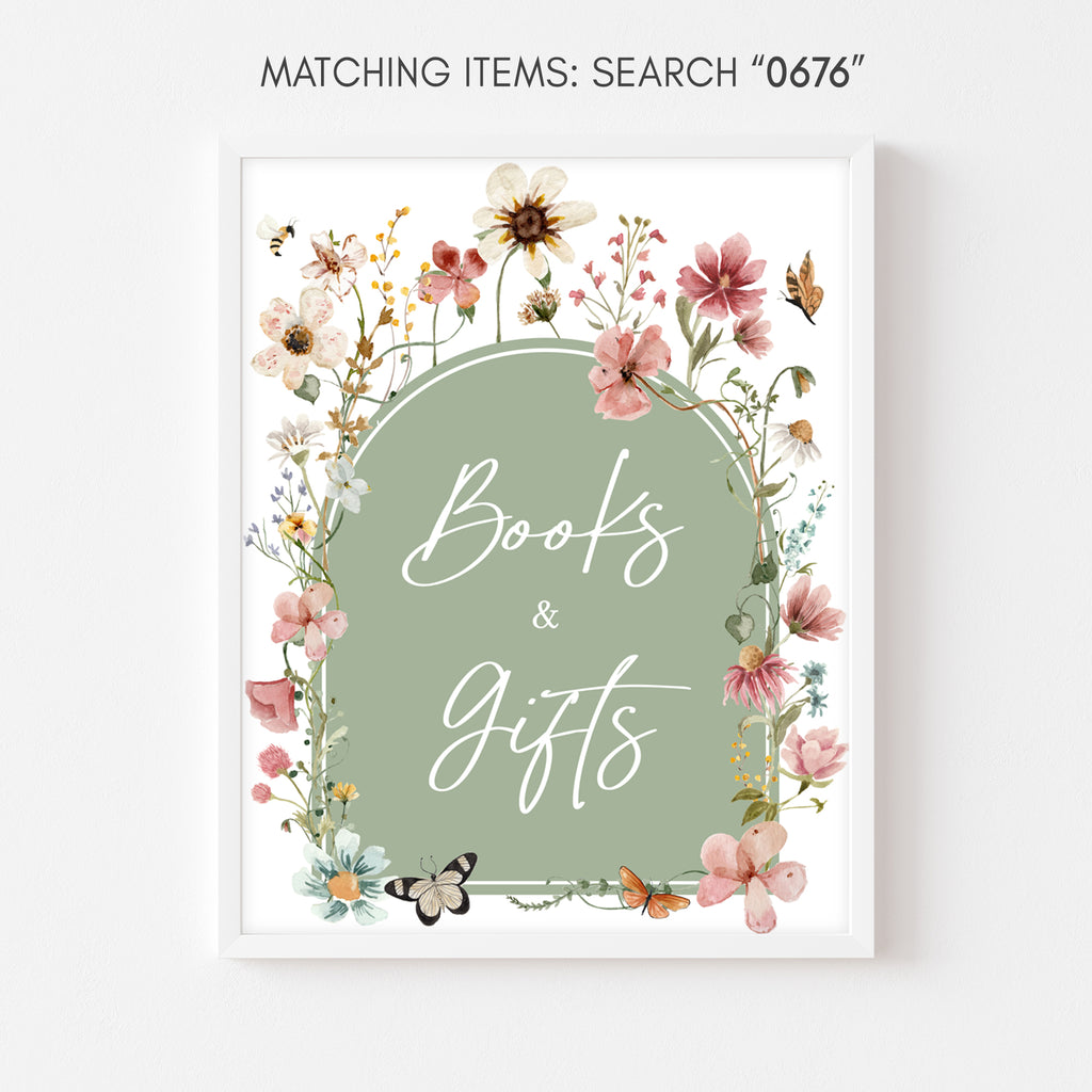 Sage Green Baby in Bloom Baby Shower Books and Gifts Sign