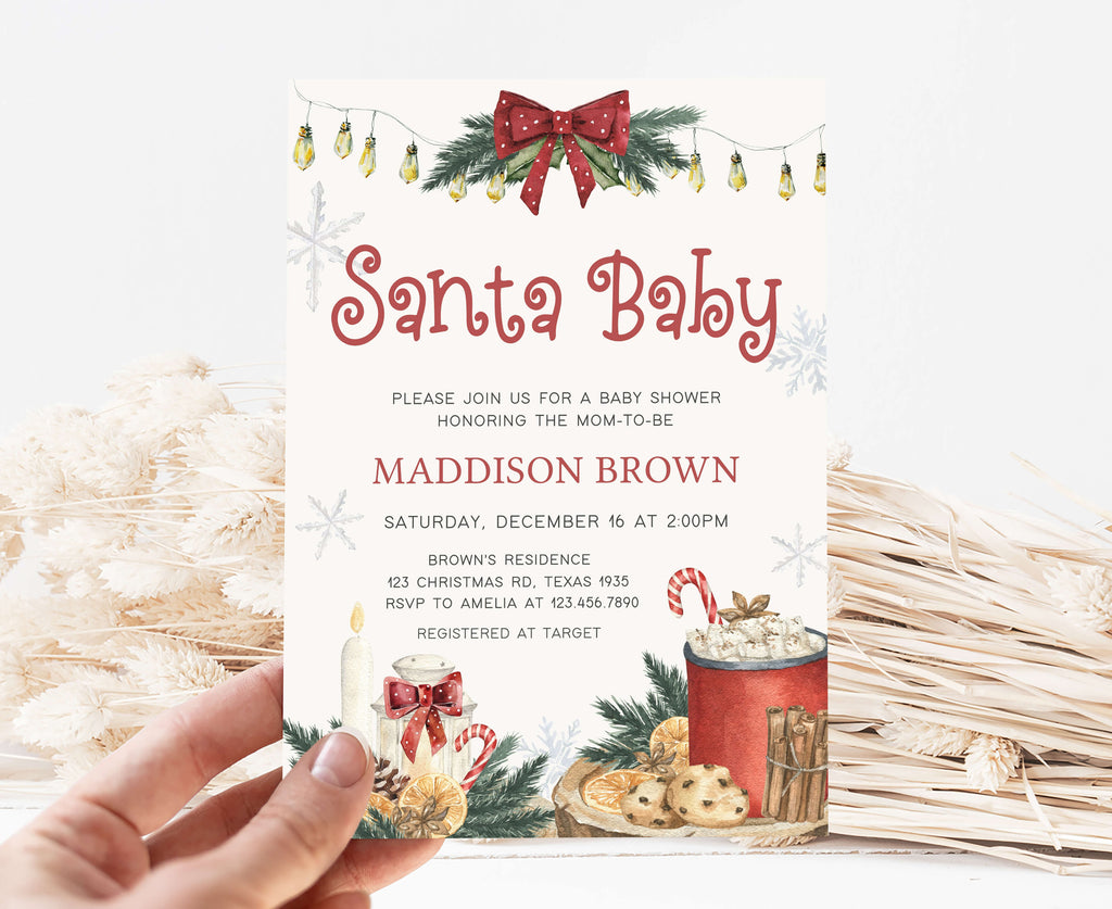 Santa Baby Christmas Baby Shower Invitation