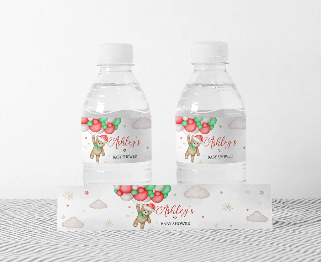 Bear Santa Baby Shower Bottle Label