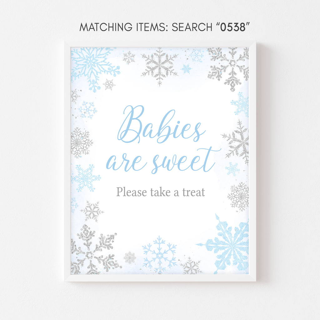 Blue Snowflake Baby Shower Babies are Sweet Sign