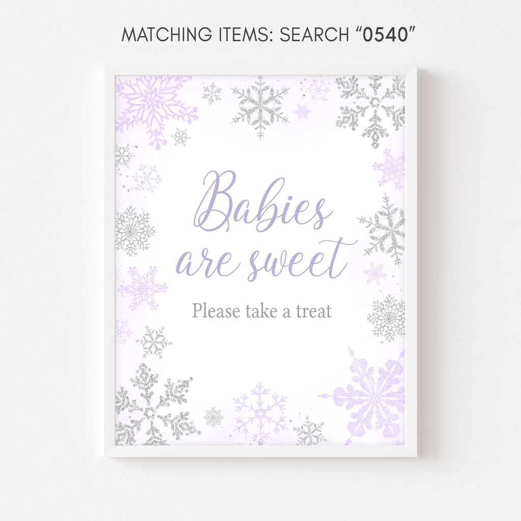 Purple Snowflake Baby Shower Babies are Sweet Sign