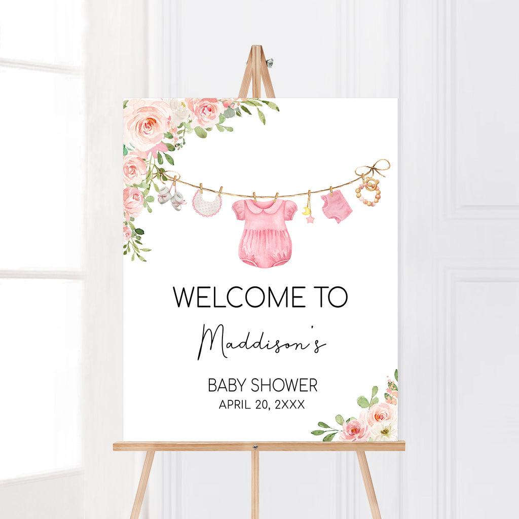 Girl Baby Clothes Baby Shower Welcome Sign