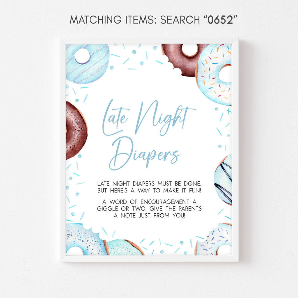 Donuts and Diapers Baby Shower Late Night Diapers Sign