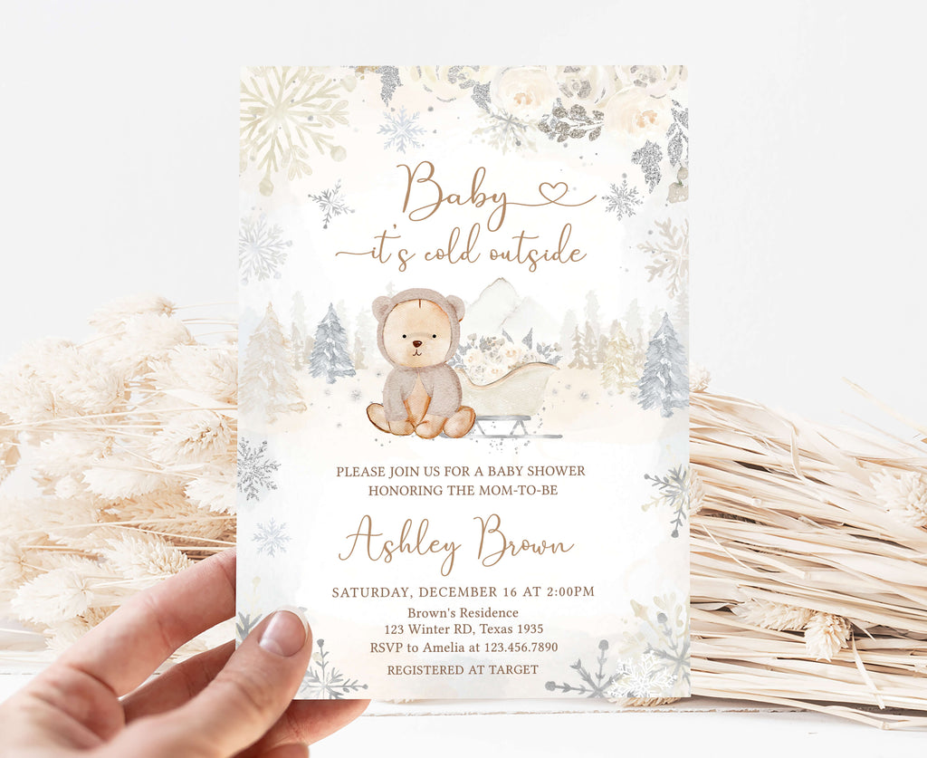 Winter Bear Baby Shower Invitation