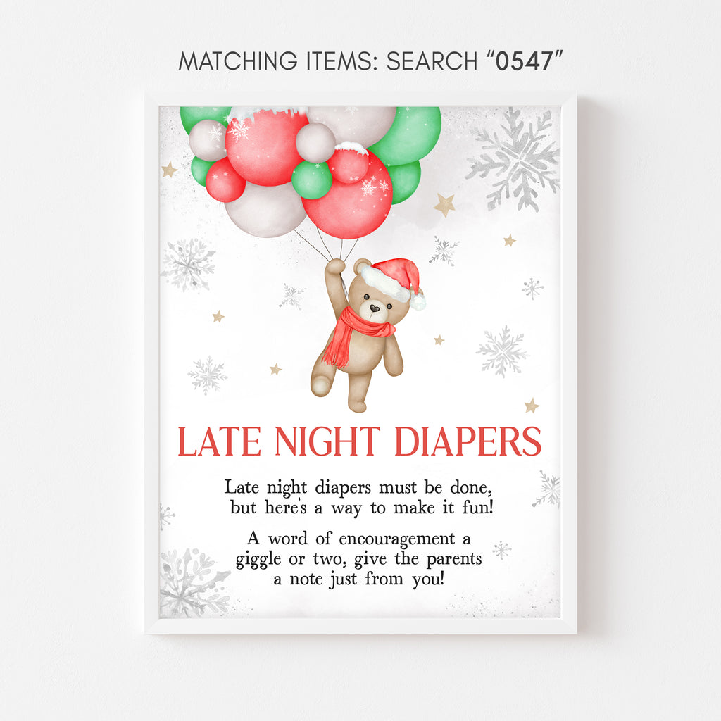 Bear Baby It's Cold Outside Baby Shower Late Night Diapers Sign