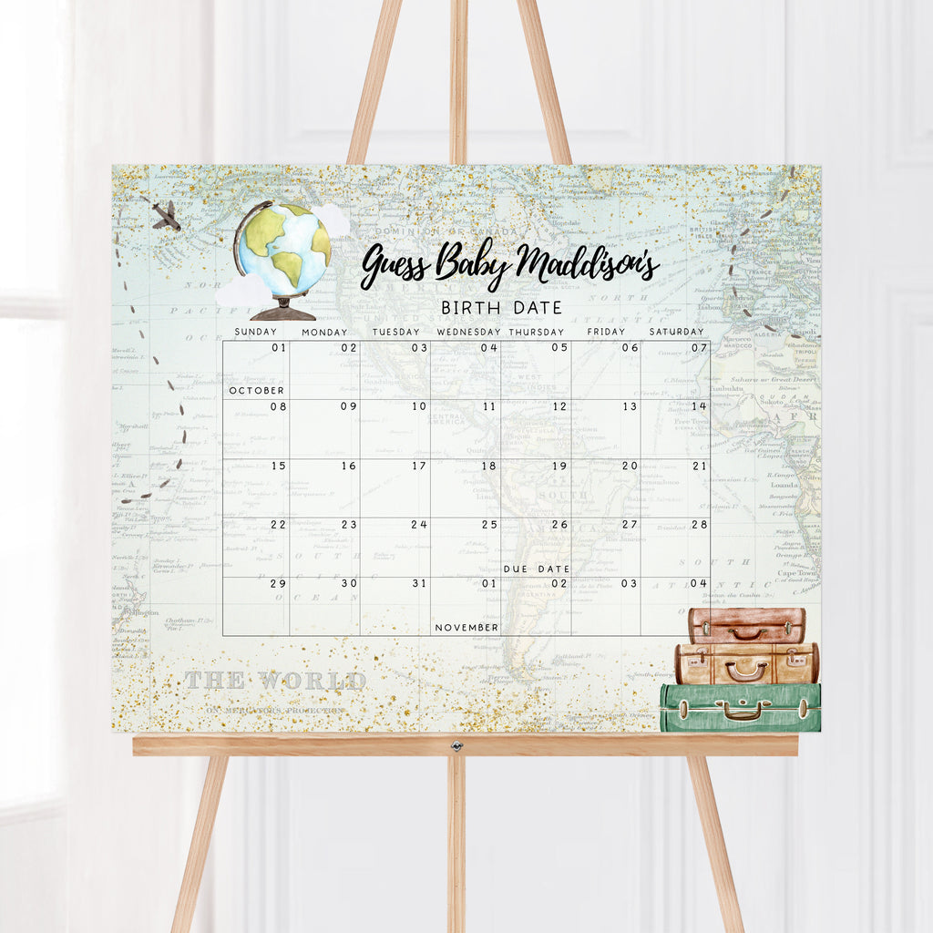 Travel Baby Shower Due Date Calendar