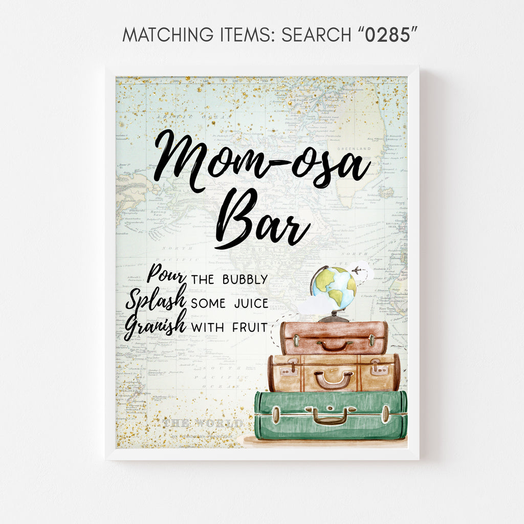 Travel Baby Shower Mom Osa Bar Sign