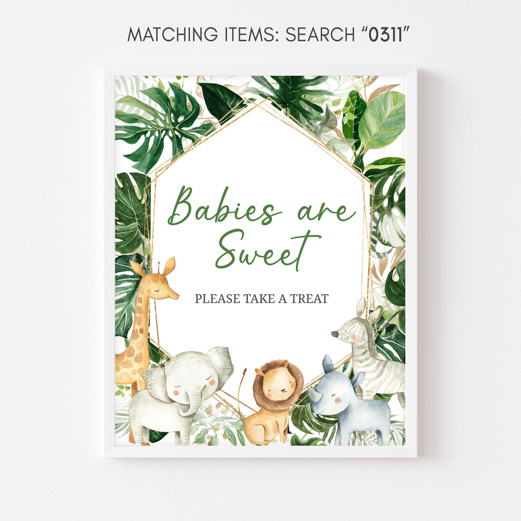 Greenery Safari Baby Shower Babies are Sweet Sign