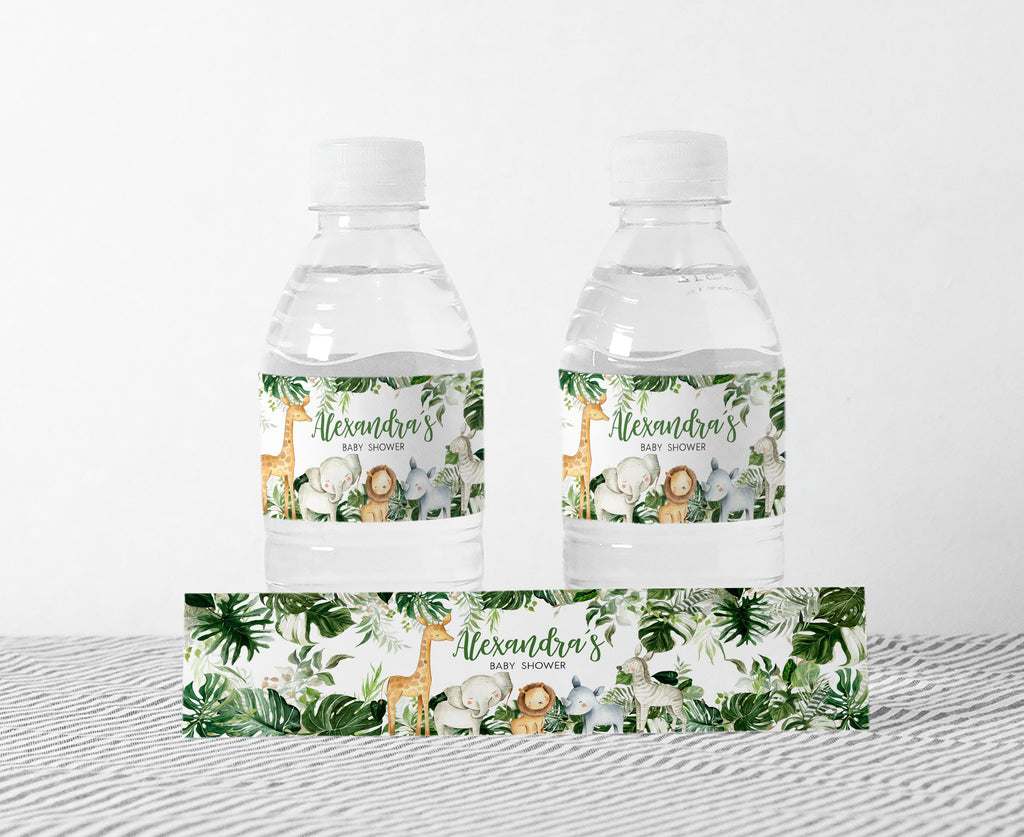 Greenery Safari Baby Shower Bottle Label