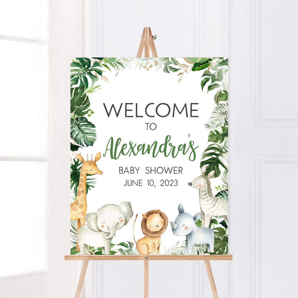 Greenery Safari Baby Shower Welcome Sign