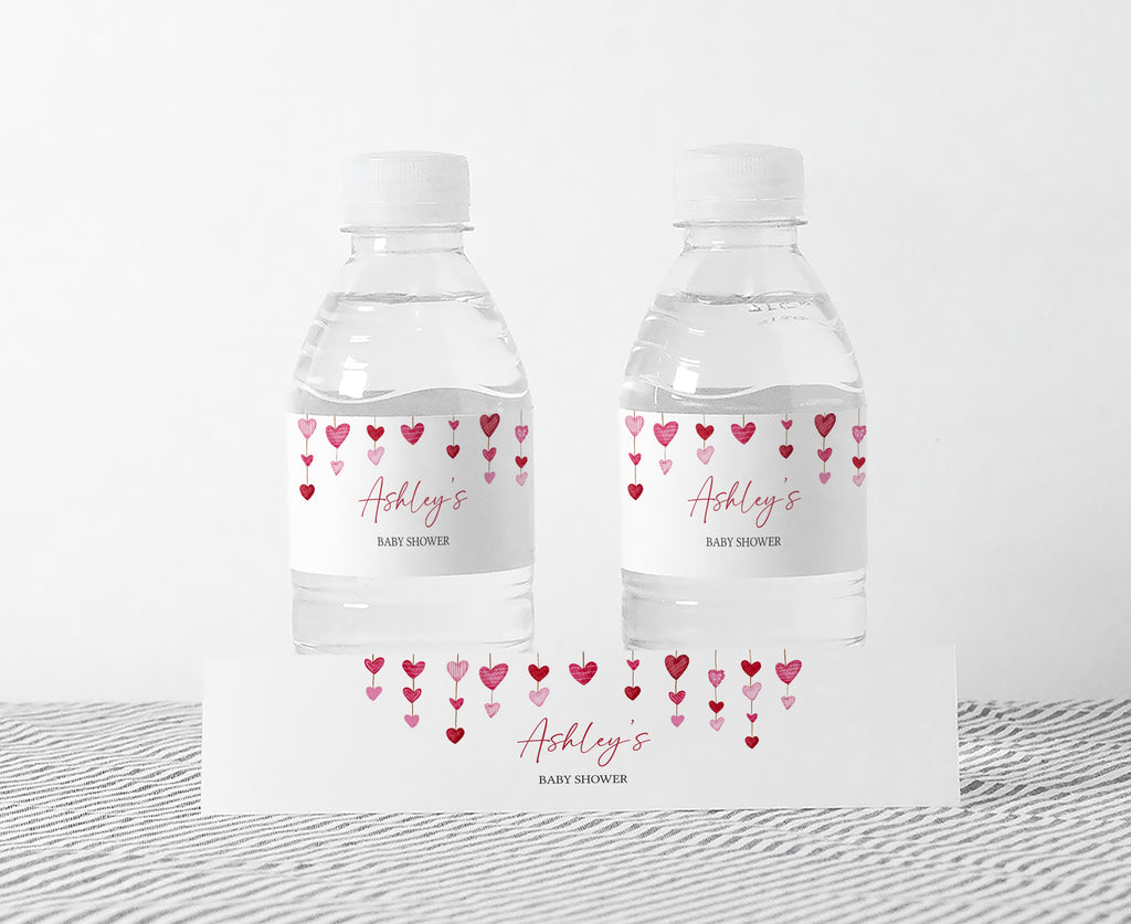 Valentine Heart Baby Shower Bottle Label