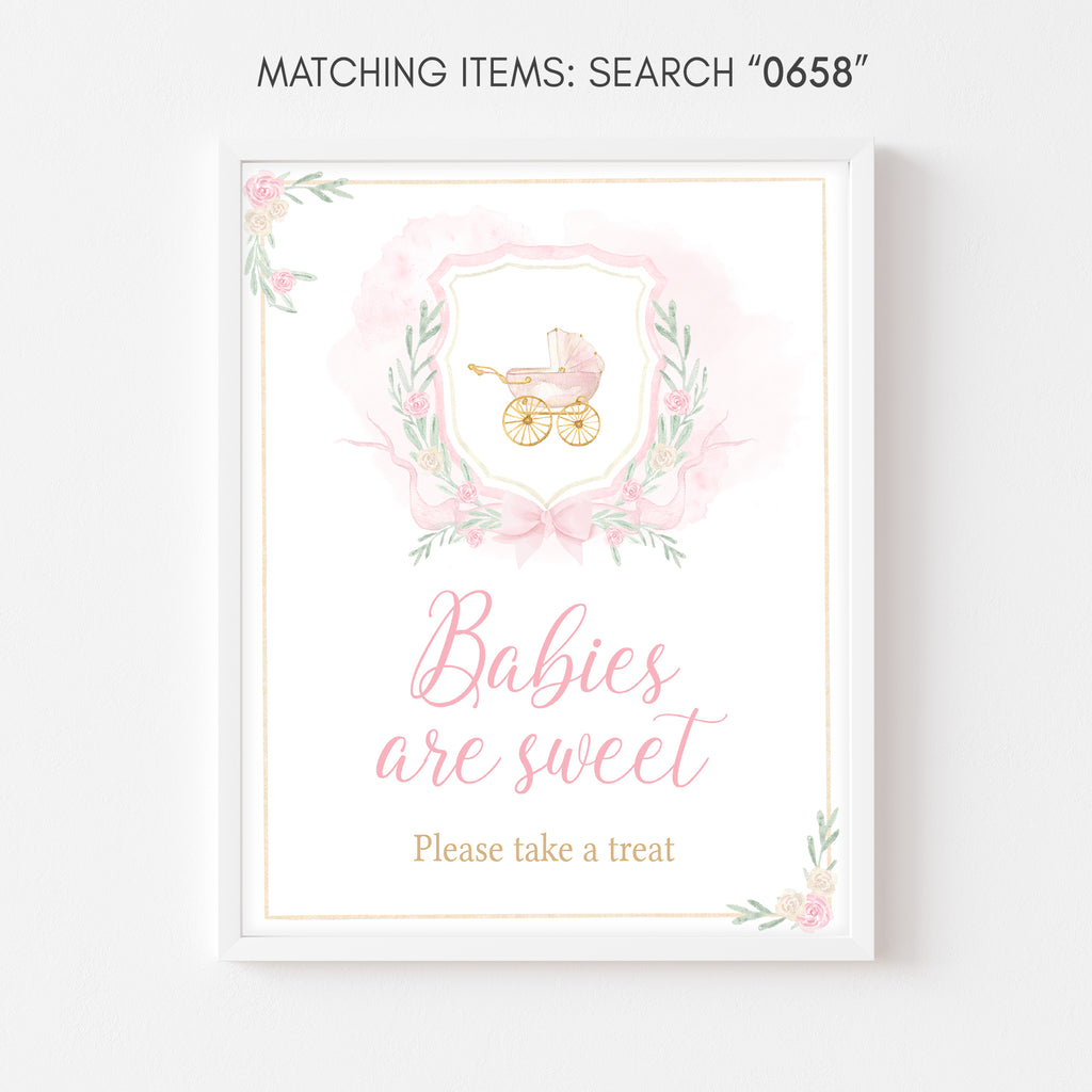 Watercolor Crest Baby Shower Babies are Sweet Sign