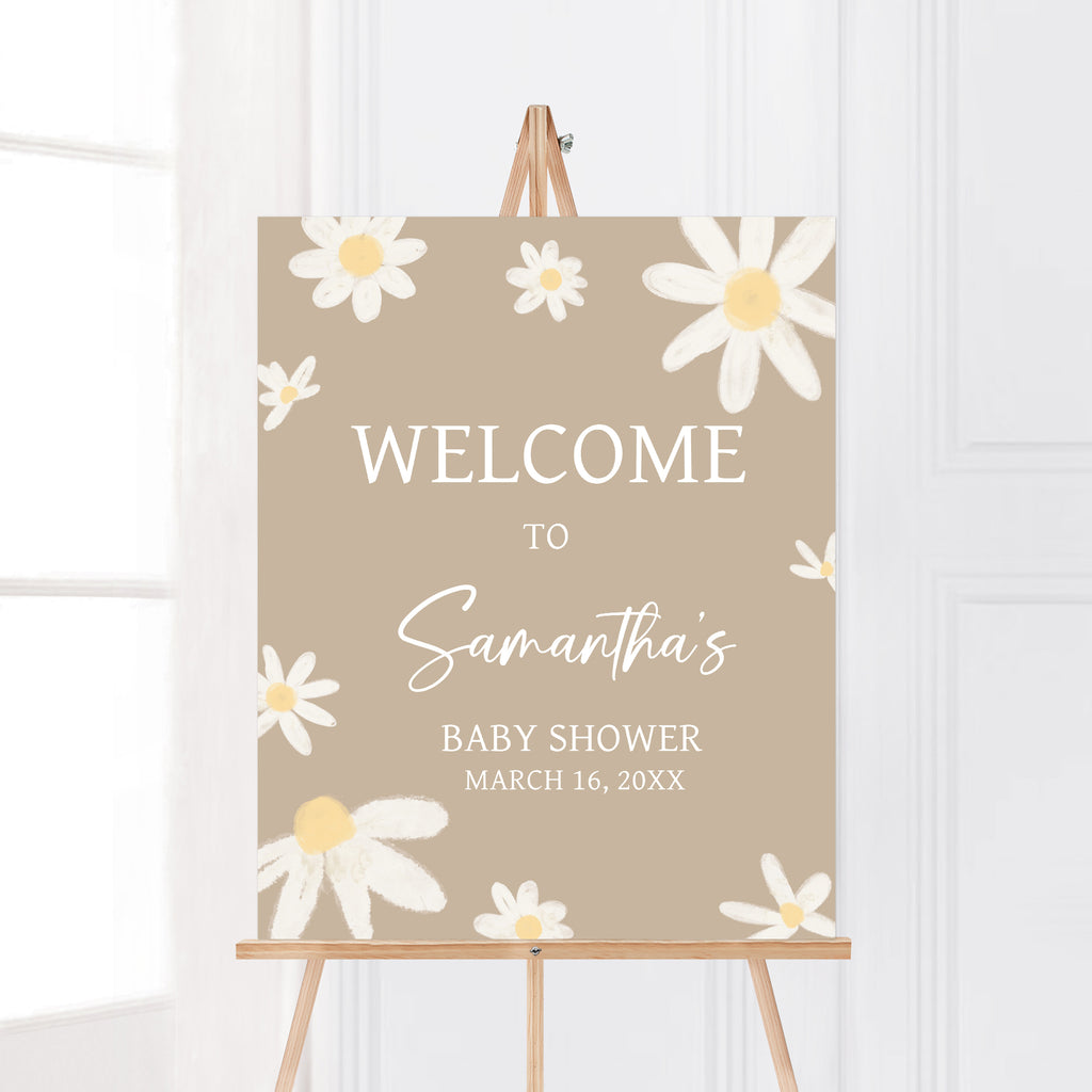 Floral Daisy Baby Shower Welcome Sign