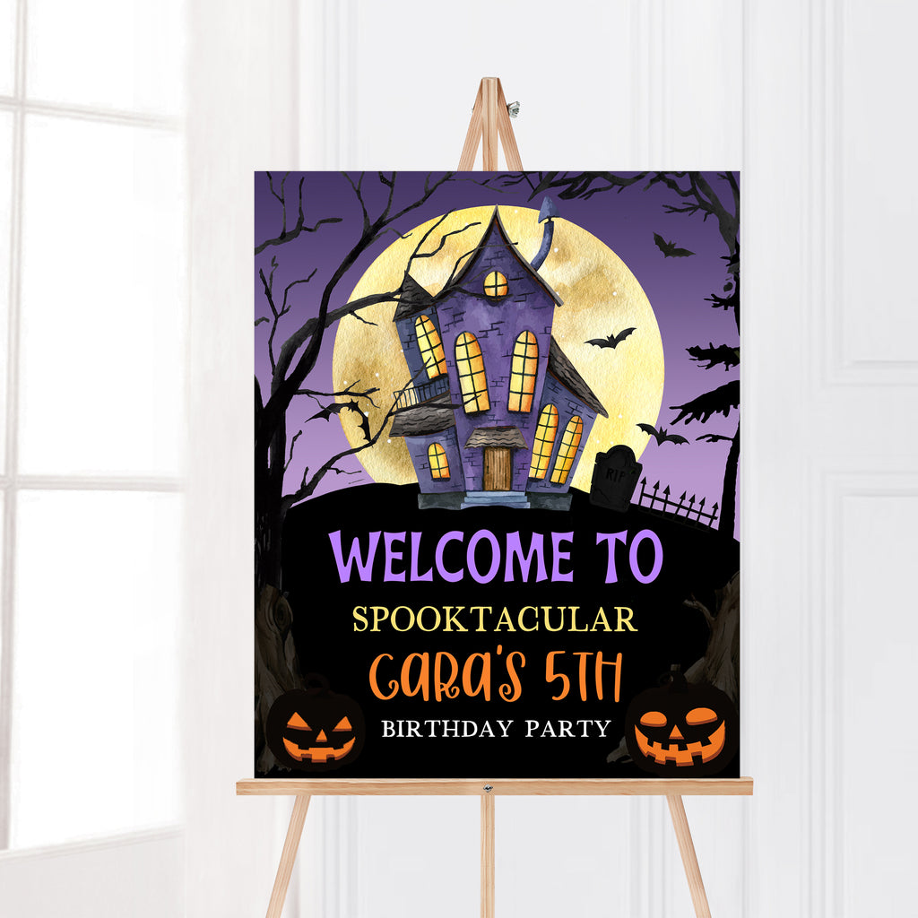 Haunted House Halloween Birthday Party Welcome Sign