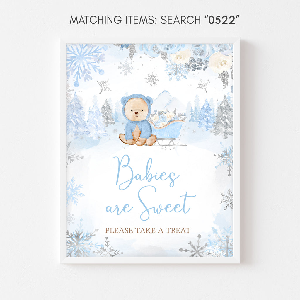 Blue Winter Bear Baby Shower Babies are Sweet Sign