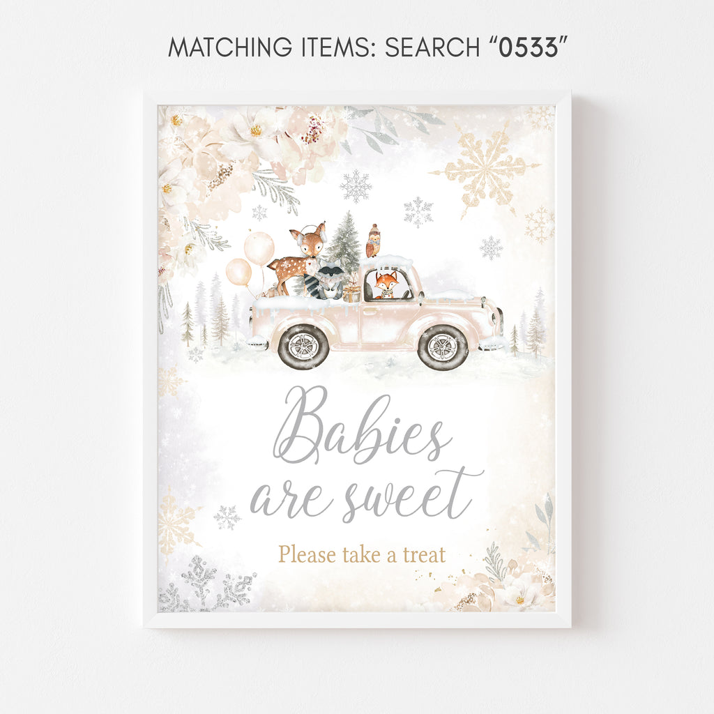 Gender Neutral Winter Woodland Baby Shower Babies are Sweet Sign