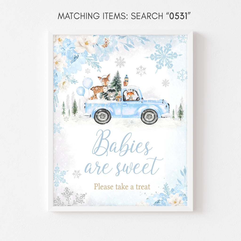 Blue Winter Woodland Baby Shower Babies are Sweet Sign