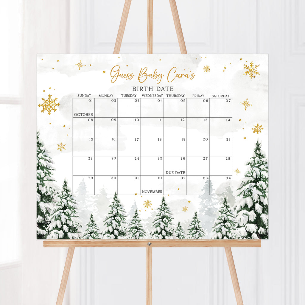 Baby It's Cold Outside Baby Shower Due Date Calendar