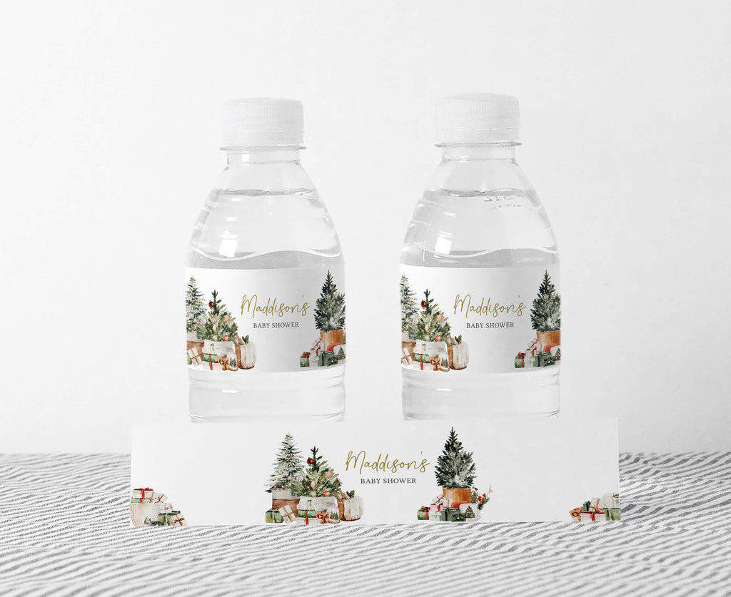 Christmas Tree Baby Shower Bottle Label