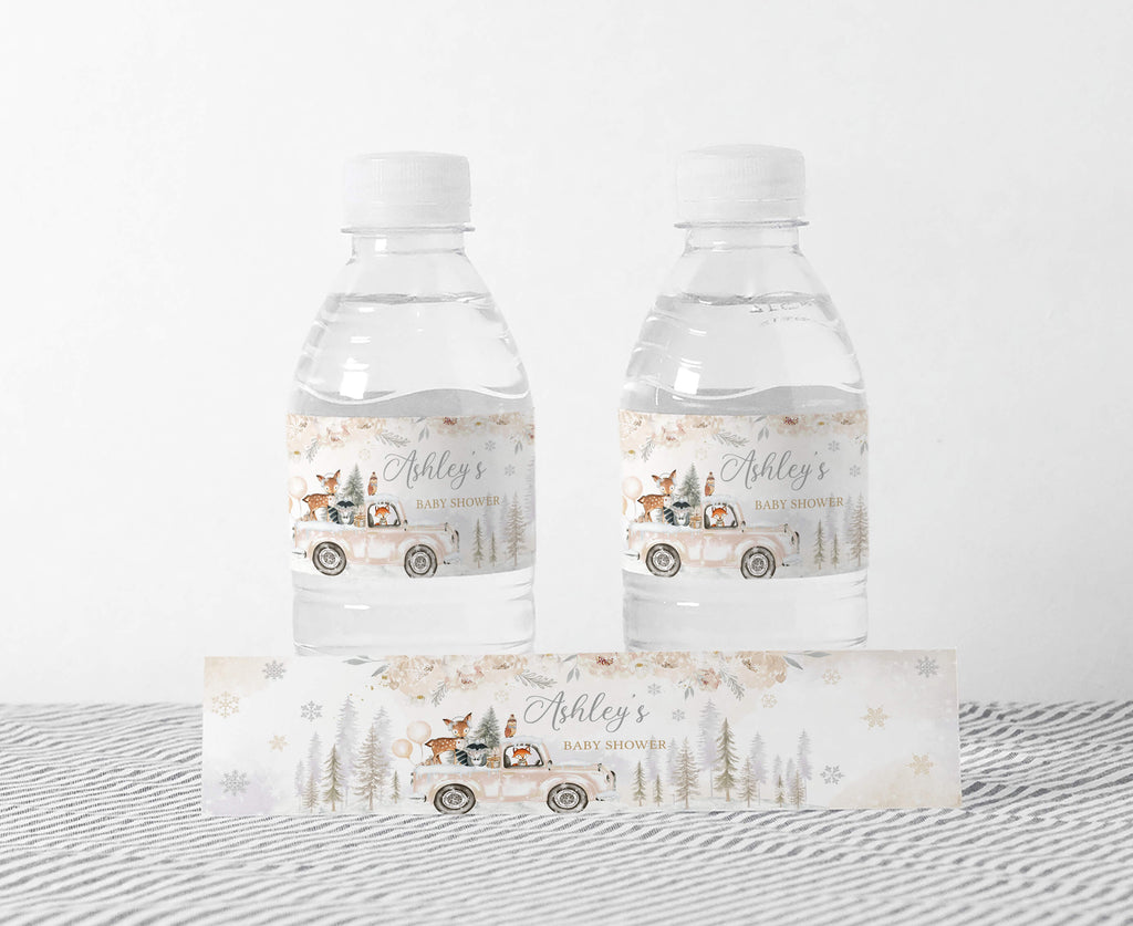 Gender Neutral Winter Woodland Baby Shower Bottle Label