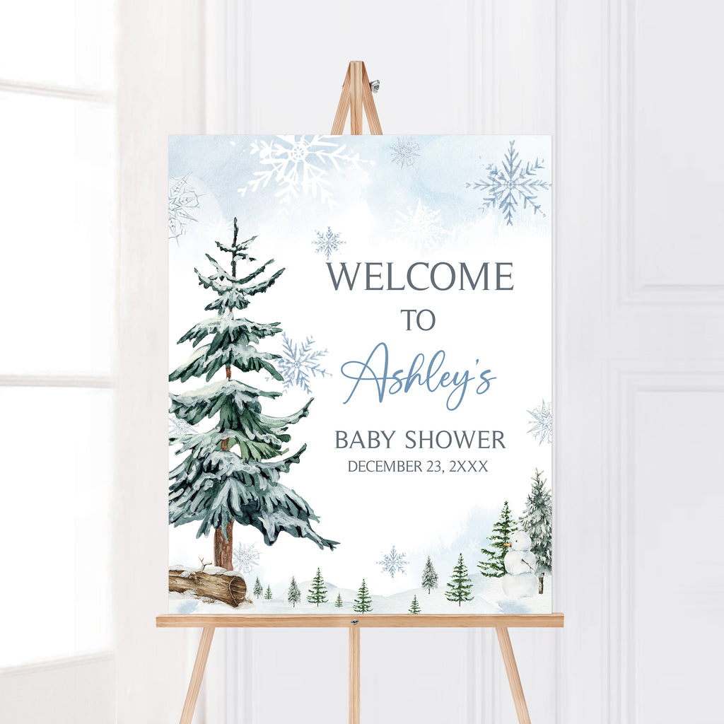 Blue Baby It's Cold Outside Baby Shower Welcome Sign