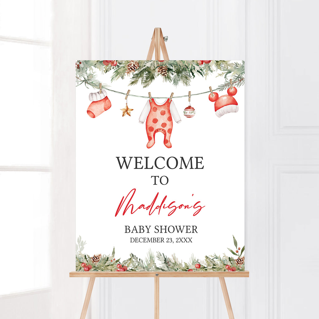 Merry Little Christmas Baby Shower Welcome Sign