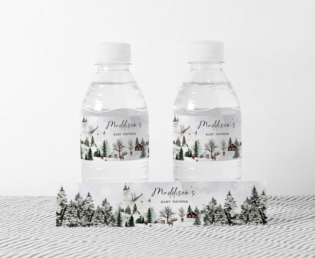 Baby It's Cold Outside Winter Woodland Baby Shower Bottle Label