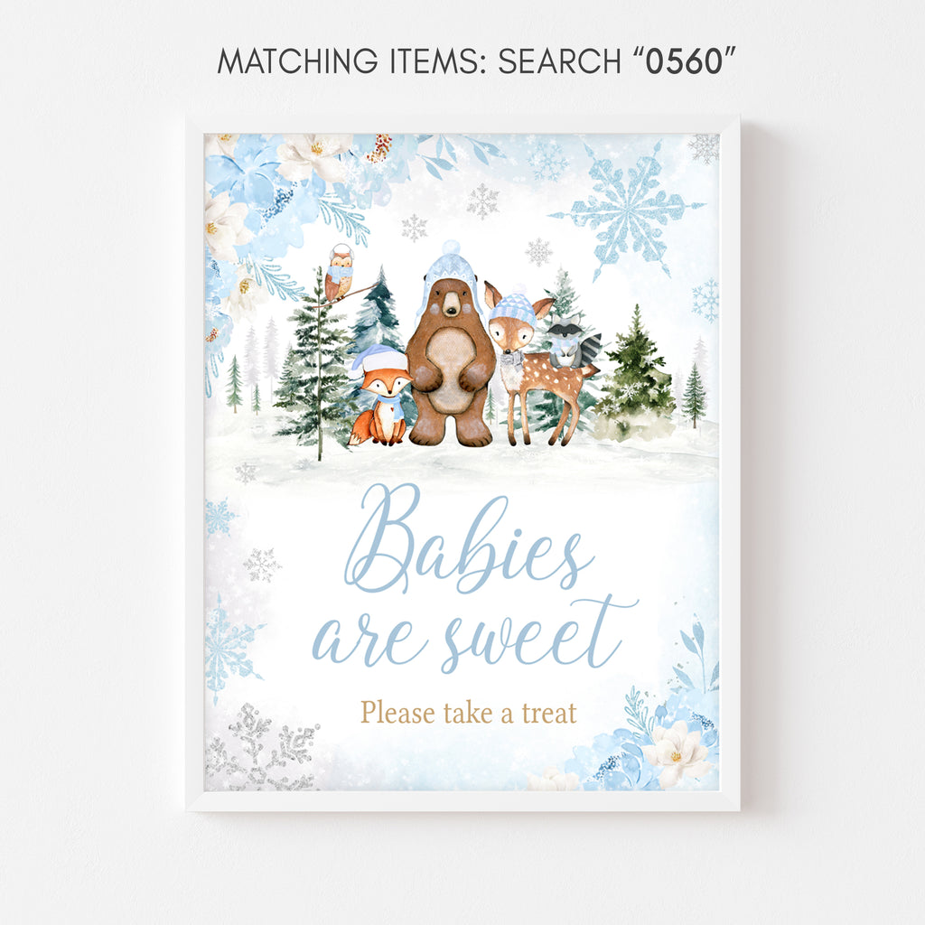 Boy Winter Woodland Baby Shower Babies are Sweet Sign