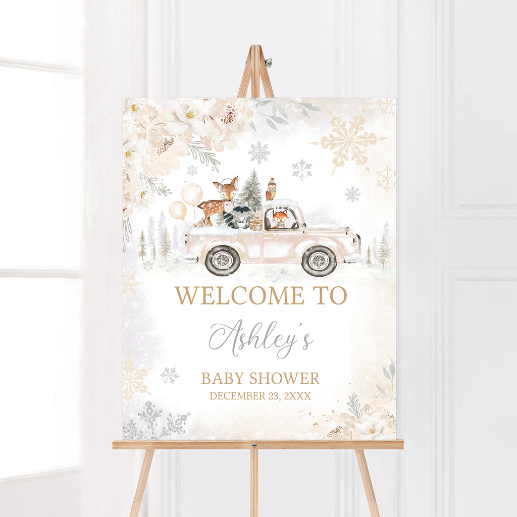 Gender Neutral Winter Woodland Baby Shower Welcome Sign