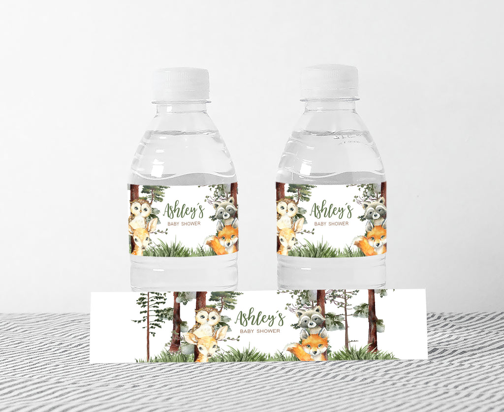 Woodland Baby Shower Bottle Label